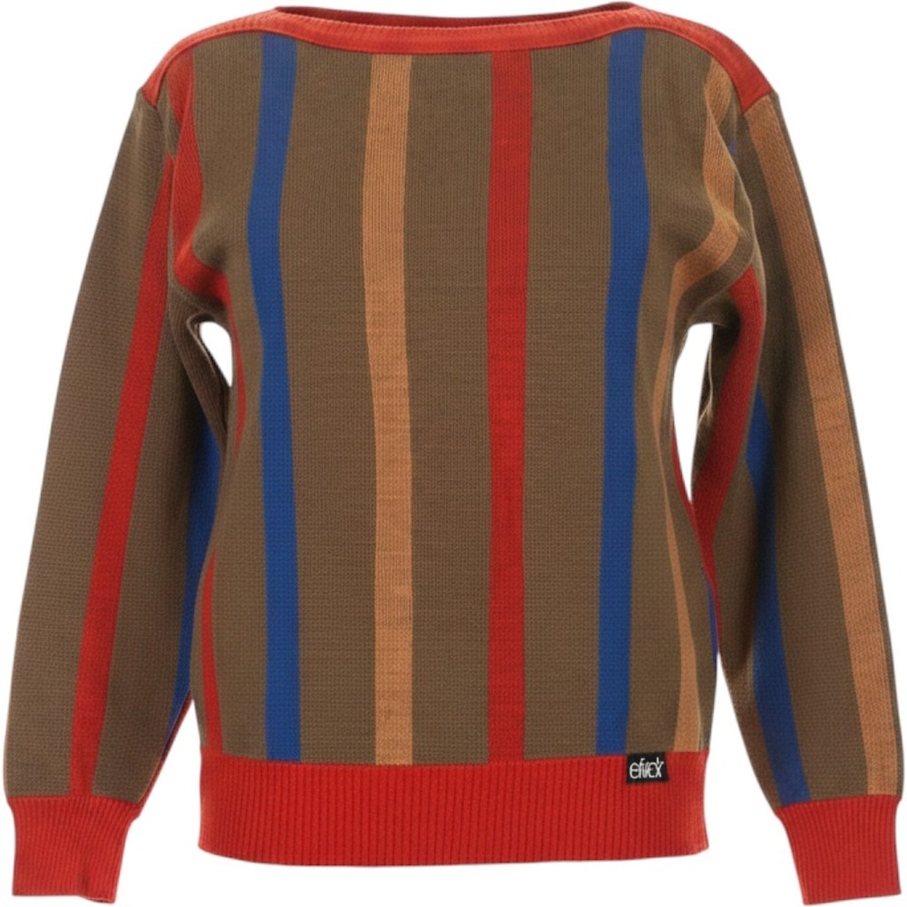 Etirel Vintage Striped "Ernie" Boat Neck Sweater Sz M Retro Brown Orange Yellow